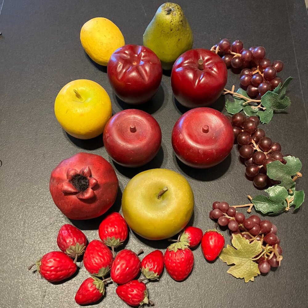 Twenty Plus Pieces Of Wooden, Hard And Soft Plastic Fruit